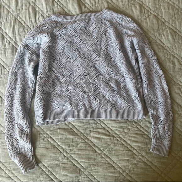Like new baby blue knit knitted crop cropped cardigan button up sweater medium - Picture 2 of 3